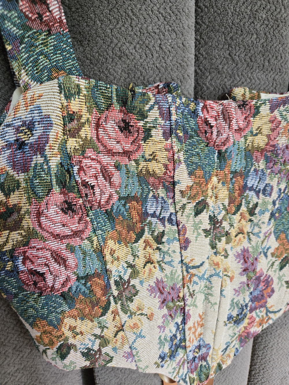 Floral Brocade Cropped Corset Tank Top Victorian Cottagecore Fairycore - Picture 12 of 16